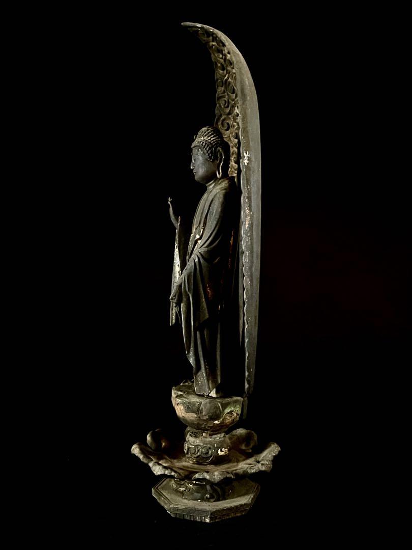 『母』 仏教美術 阿弥陀如来 立像 木彫 鍍金 時代 （61010D27）