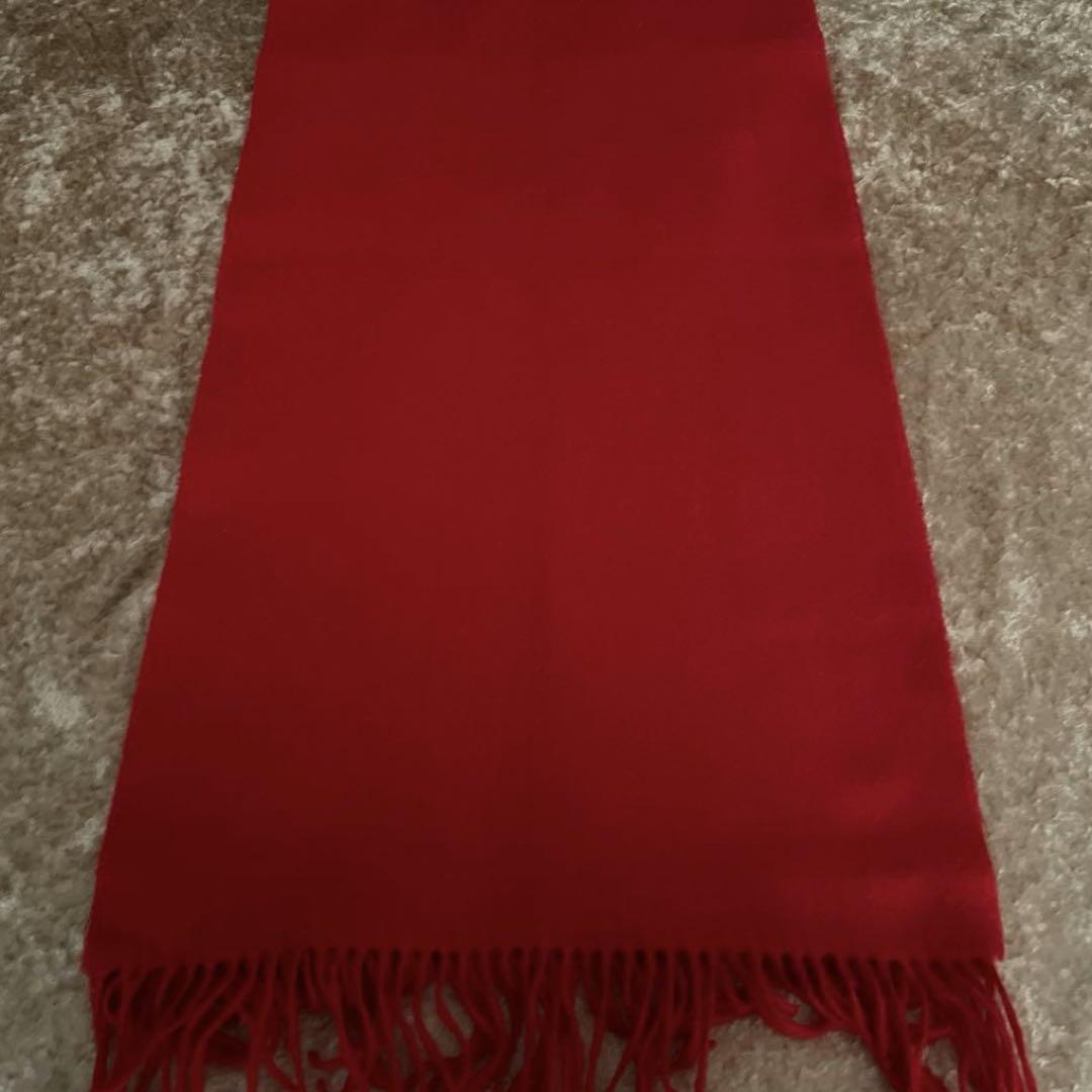 カシミヤ100% マフラー　赤　140×32cm