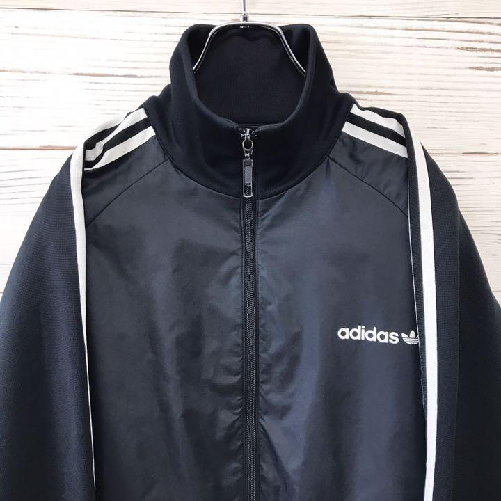 ジャージ 《希少》アディダス adidas☆ジャージ L 刺繍ロゴ ブラック