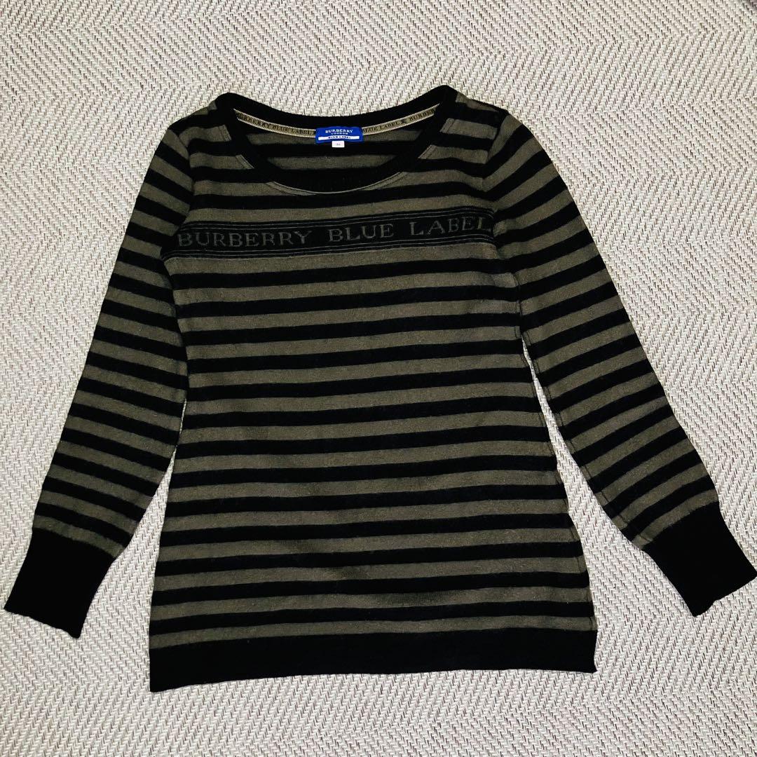 ロゴ バーバリーブルーレーベル 長袖Tシャツ ブラック
