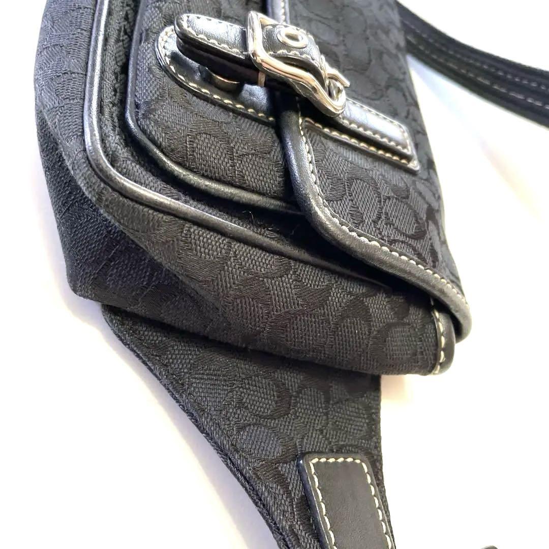 【良品】COACH コーチ　シグネチャー　ボディーバッグ　ウエストポーチ　黒