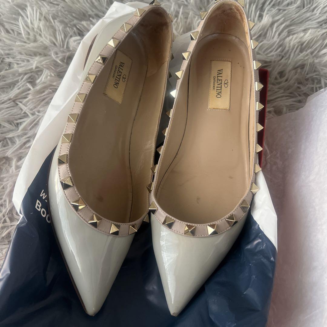 VALENTINO ヴァレンティノ　バレリーナ　スタッズ　パステルグレー　36