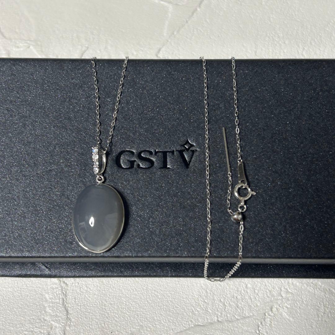 PT950グレームーンストーン & レインボームーンストーン ネックレス