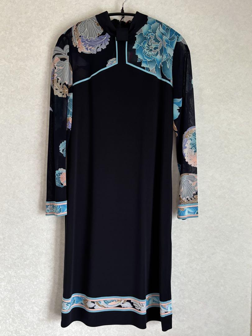 【美品】LEONARD レオナール 近年モデル　カンカン素材 ワンピース 38 美品】LEONARD カンカン素材 長袖ワンピース 38サイズ - メルカリ