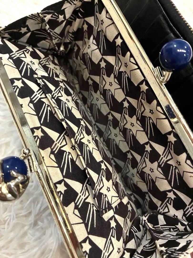 【美品】ANNA SUI プレイングキャット　がま口　長財布　黒