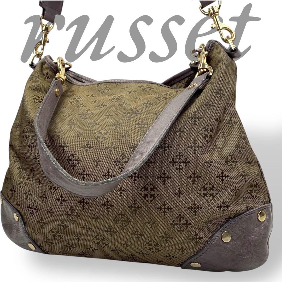 russet ラシット ショルダーバッグ 2way キャンバス レザー 総柄