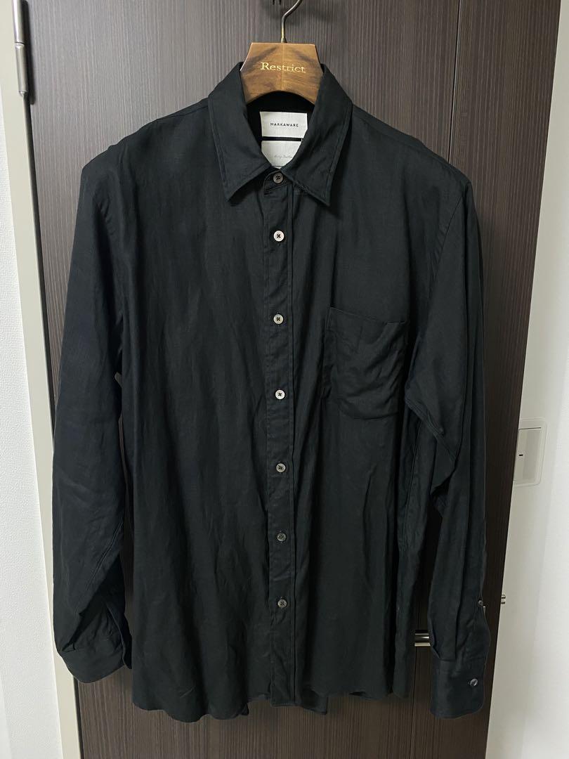 MARKAWAREブラック シャツ HEMP SHIRTING STANDARD