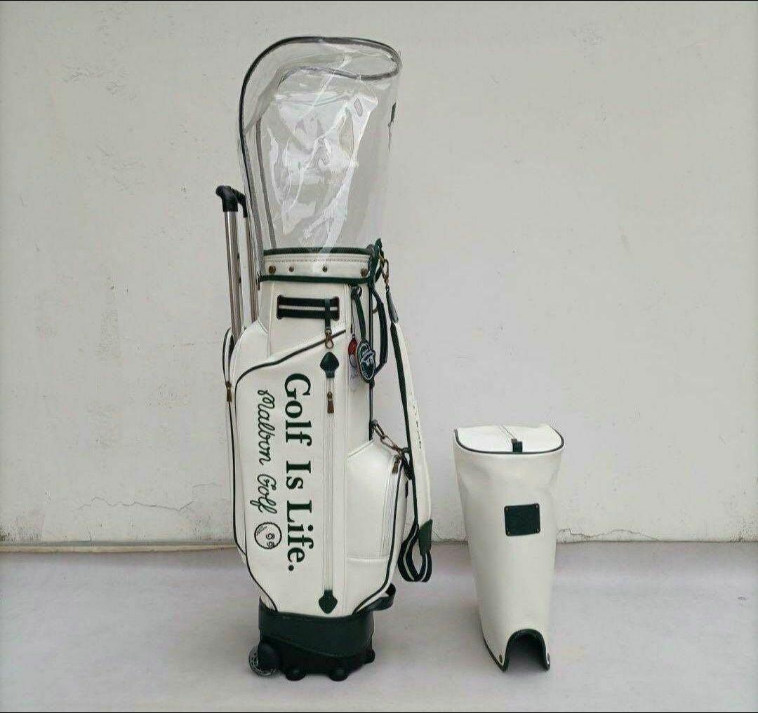 Malbon golf マルボンゴルフ キャディバッグ キャスター型 ホワイト