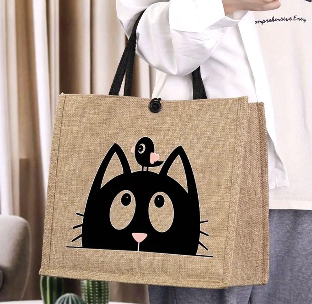 ☆黒猫ちゃん 布製トートバッグ 猫柄エコバッグ☆ - メルカリ