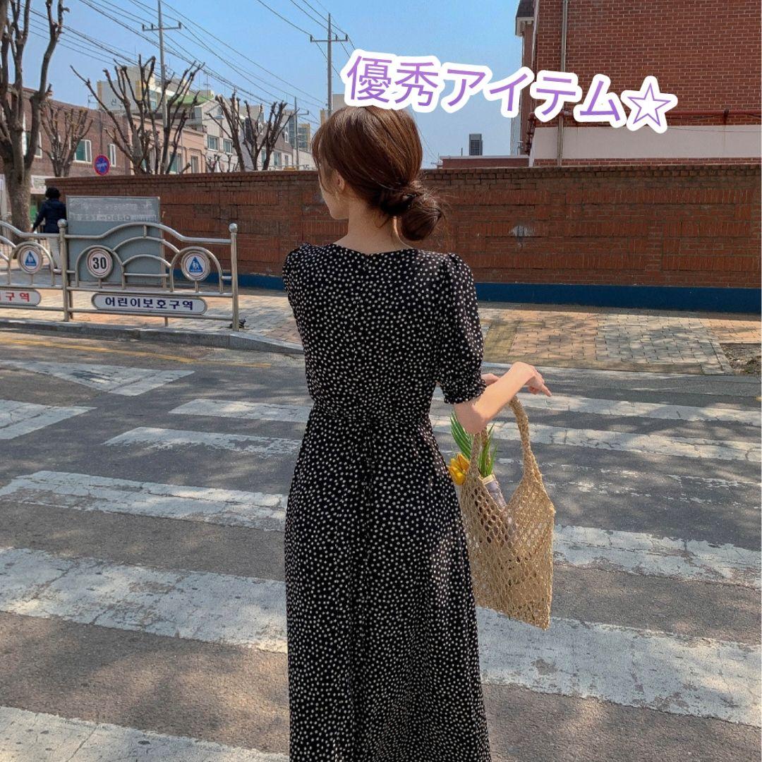 再入荷 ロングワンピース パフスリーブ オルチャン 韓国 レディース フラワー 再入荷 ロングワンピース パフスリーブ オルチャン 韓国 レディース フラワー
