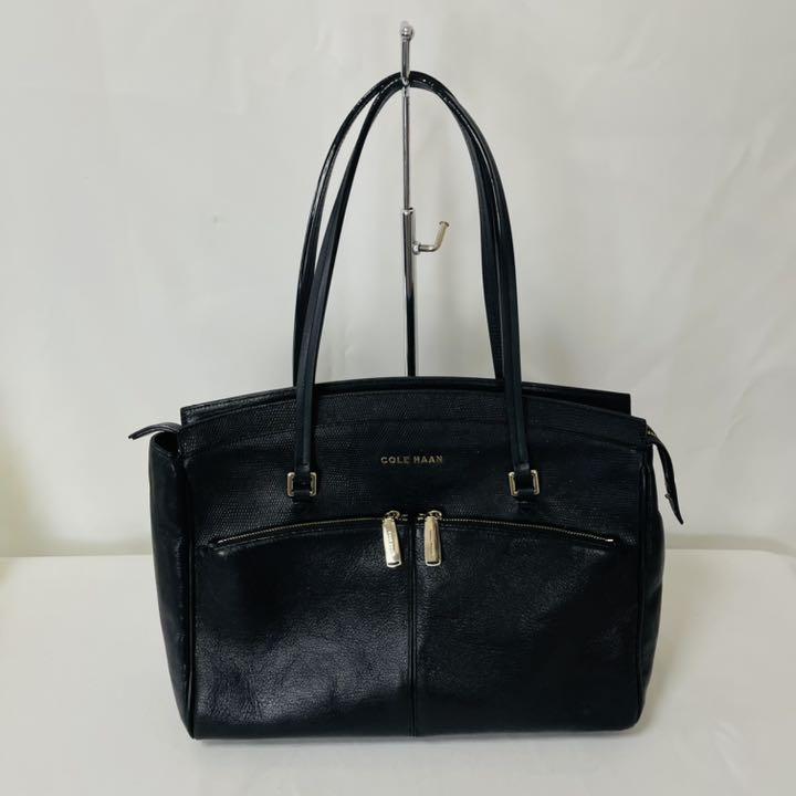 などいろい 美品 COLE HAAN A4OK 大容量 レザー ハンドバッグ黒 kPCfX-m49051738616 コールハーン ☾デザイン