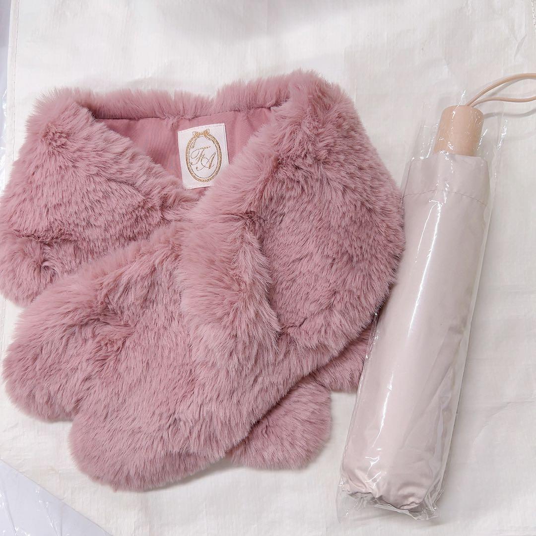 Fi.n.t ティペットと日傘のセット リボンタイ ファーティペット