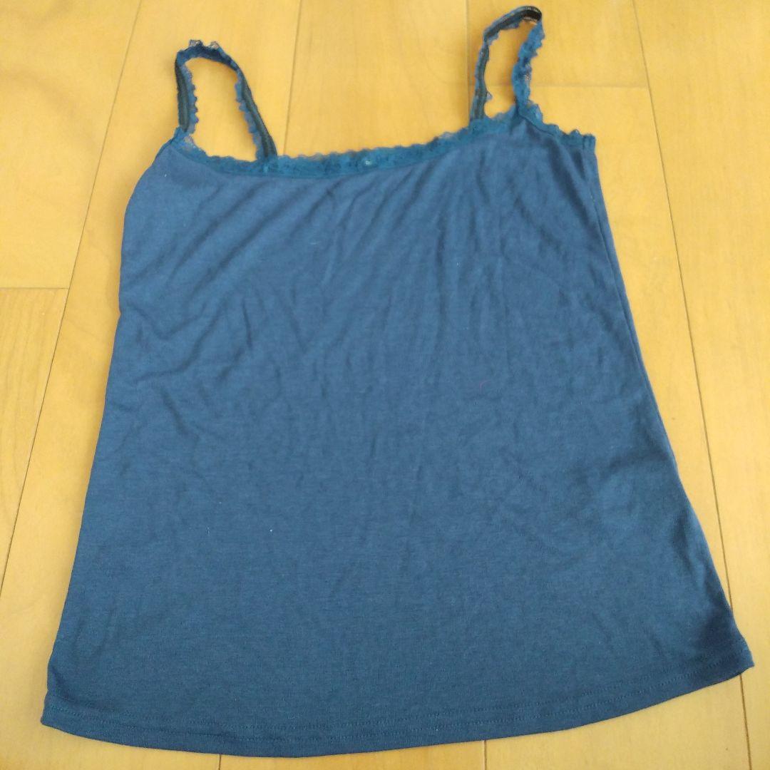 タンクトップ 紺色 L レース肩紐 - メルカリ