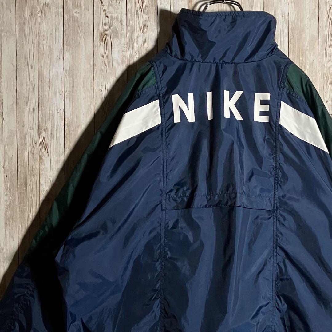145【90s-00s】NIKE ナイロンジャケット　白タグ　刺繍ロゴ　Lサイズ