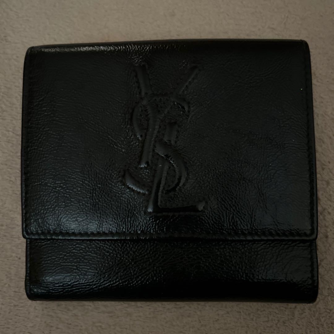 YSL 黒 レザー 二つ折り財布 YSL 黒 レザー 二つ折り財布 - メルカリ