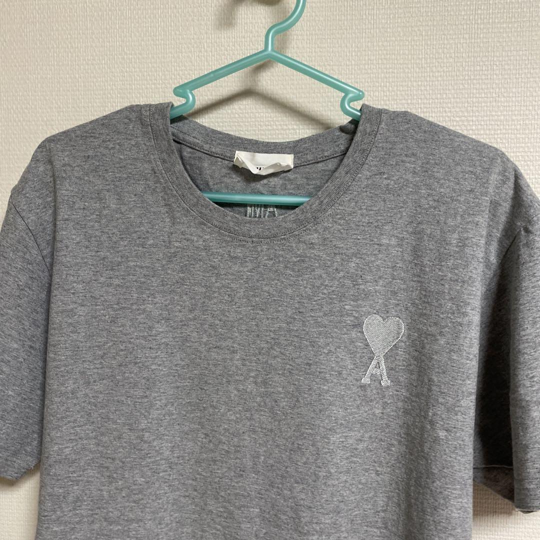 アミパリスami男女兼用グレー系プリントロゴ刺繍ティシャツ半袖TシャツゆったりF アミパリスami男女兼用グレー系プリントロゴ刺繍ティシャツ半袖T