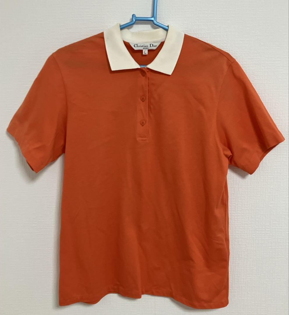 Christian Dior SPORTS ポロシャツ 長袖 オレンジ系 L Christian Dior クリスチャンディオール ロゴ 長袖 ポロシャツ L