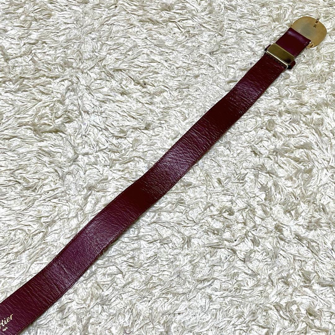 良品✨カルティエ ゴールド金具 レザー ベルト ボルドー 箱付き 箱付き/美品✨カルティエ ベルト レザー ゴールド金具 ロゴ金具