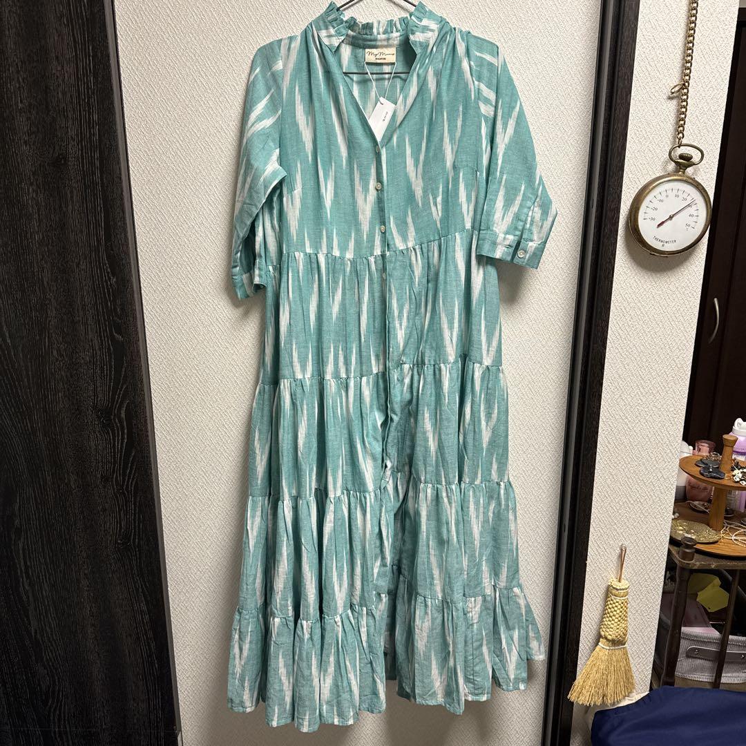 My Mamas ターコイズ ティアードドレス Mサイズ