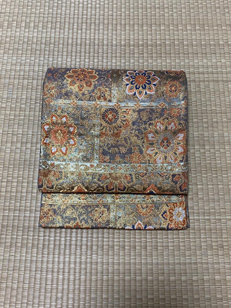 正絹　絹　袋帯　美品　箔　美品　六通　リメイク　 均一セール
