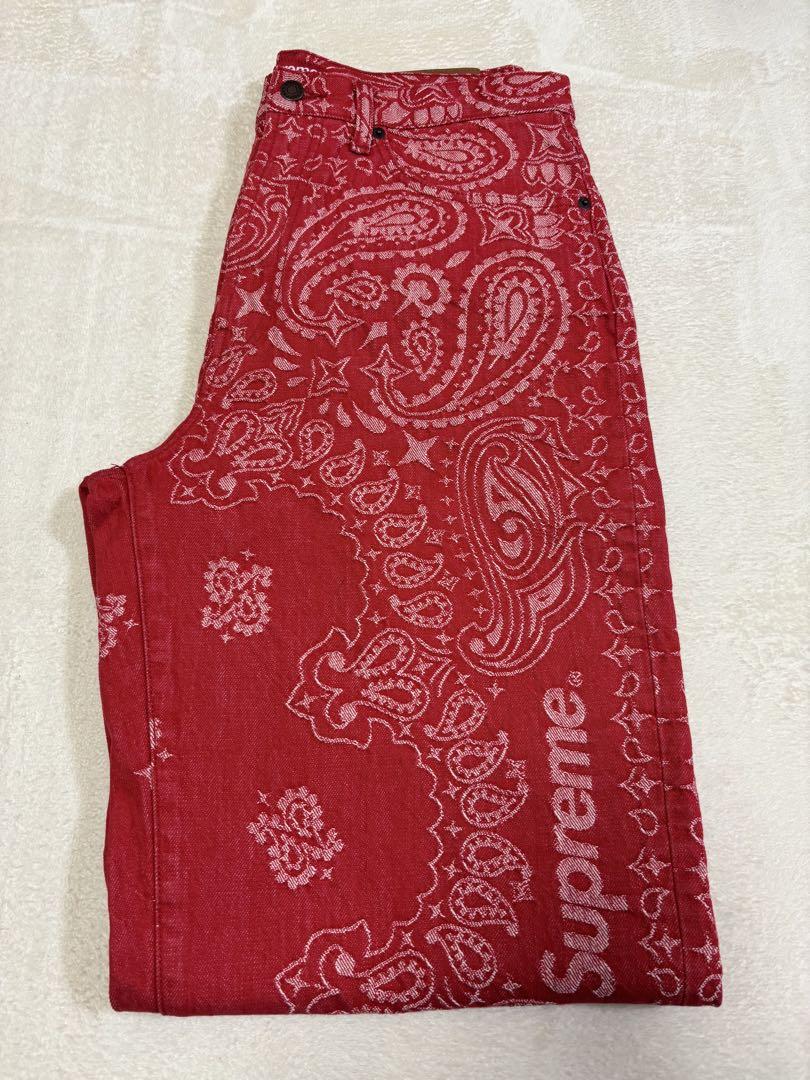 パンツ Supreme Bandana Jacquard Baggy Jean Red