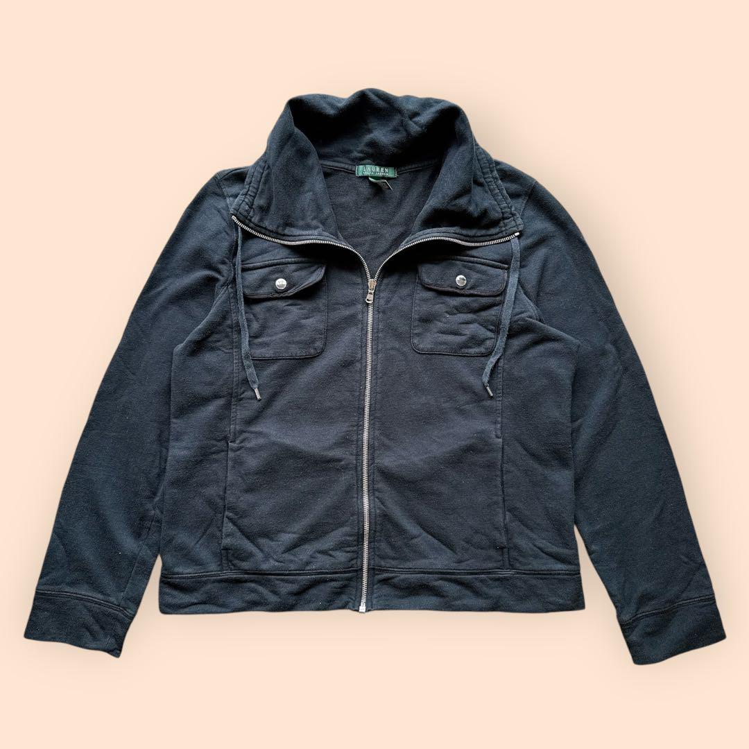 ローレン ラルフローレン フルジップ ハイネック スウェット ブラック XL
