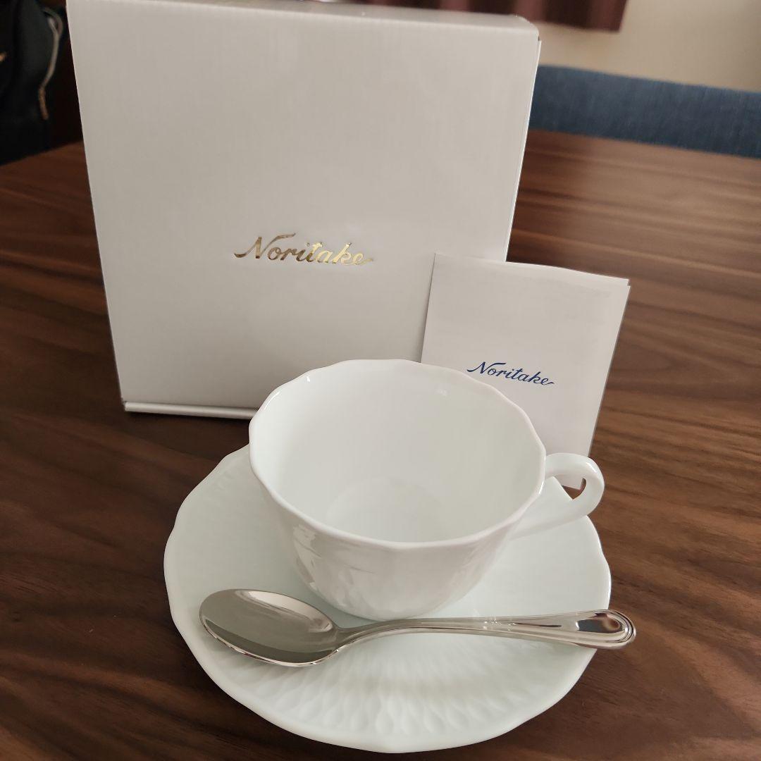 Noritake 新品 ティースプーン カップ＆ソーサー Noritake シェール・ブラン カップ・ソーサー&ティースプーン