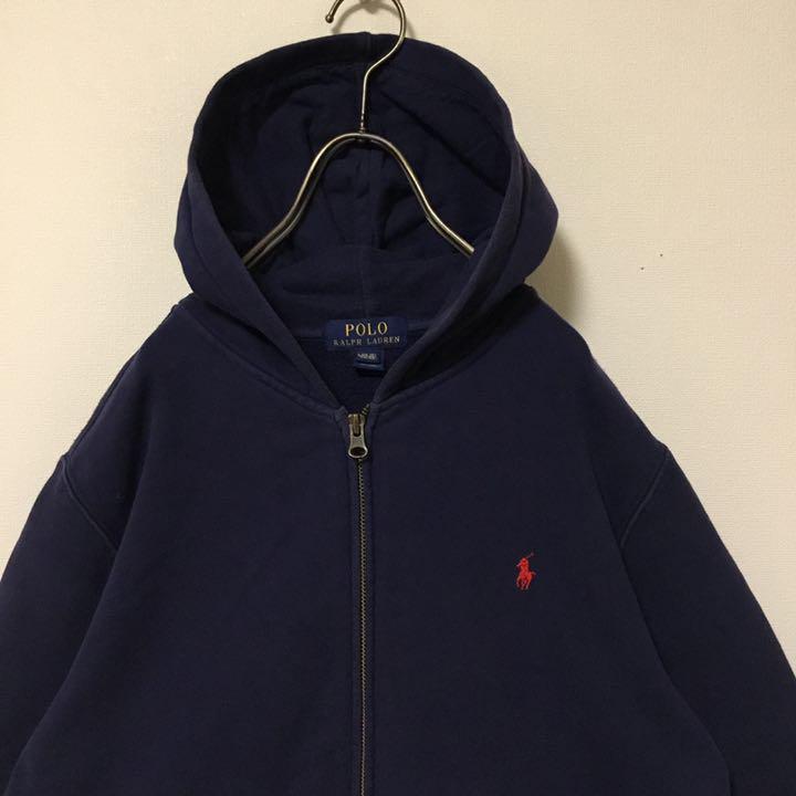 好配色ネイビー!POLO Ralph Lauren ロゴ刺繍 フルジップパーカー 好配色ネイビー!POLO Ralph Lauren ロゴ刺繍 フルジップパーカー