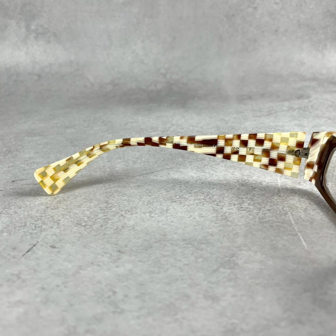 美品・ケース付　アランミクリ　ダミエ柄　派手　宝石柄　メガネ　横長　スクエア