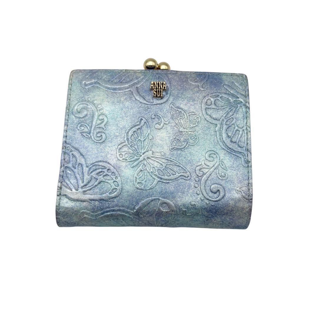 ANNA SUI アナスイ ミニウォレット 折り財布 がま口 バタフライ 極美品 ANNA SUI バタフライ がま口 ミニウォレット 財布 - メルカリ