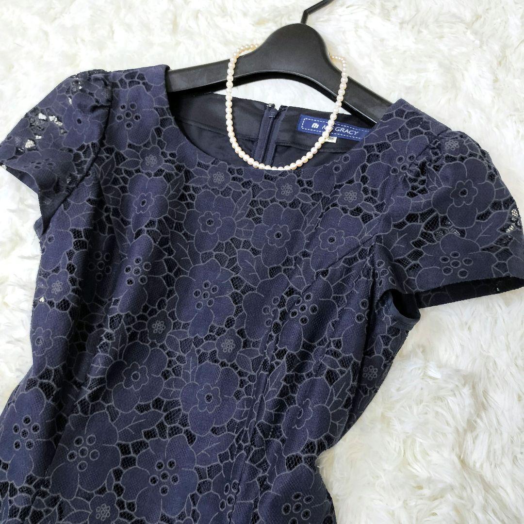 美品✨エムズグレイシー カットワークレース ワンピース サイド