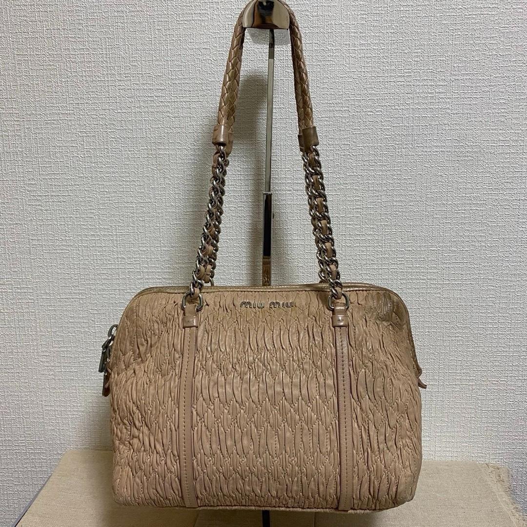 MIUMIUミュウミュウ ナッパ クロケット レザー チェーンショルダーバッグバッグ