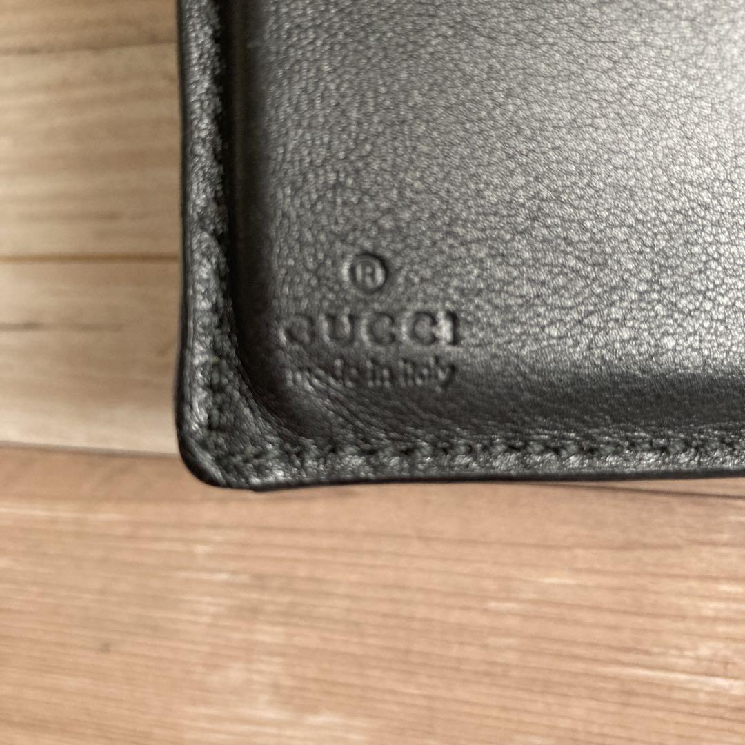 GUCCI 【正規品】ブラック GGパターン 二つ折り財布