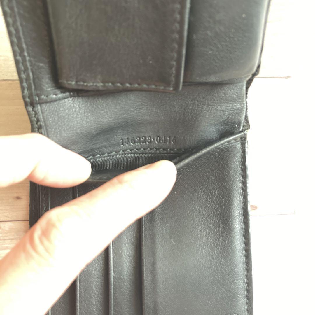 GUCCI 【正規品】ブラック GGパターン 二つ折り財布