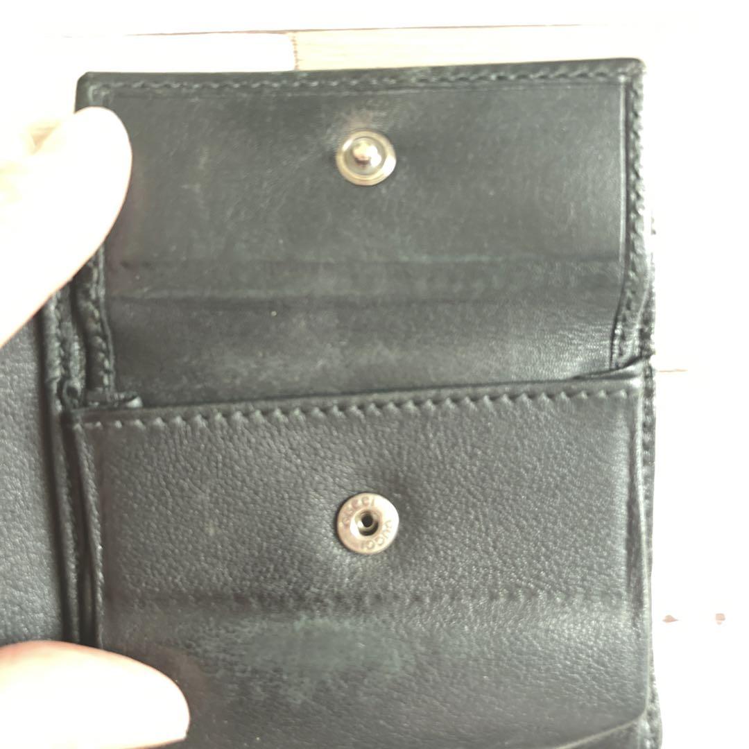 GUCCI 【正規品】ブラック GGパターン 二つ折り財布