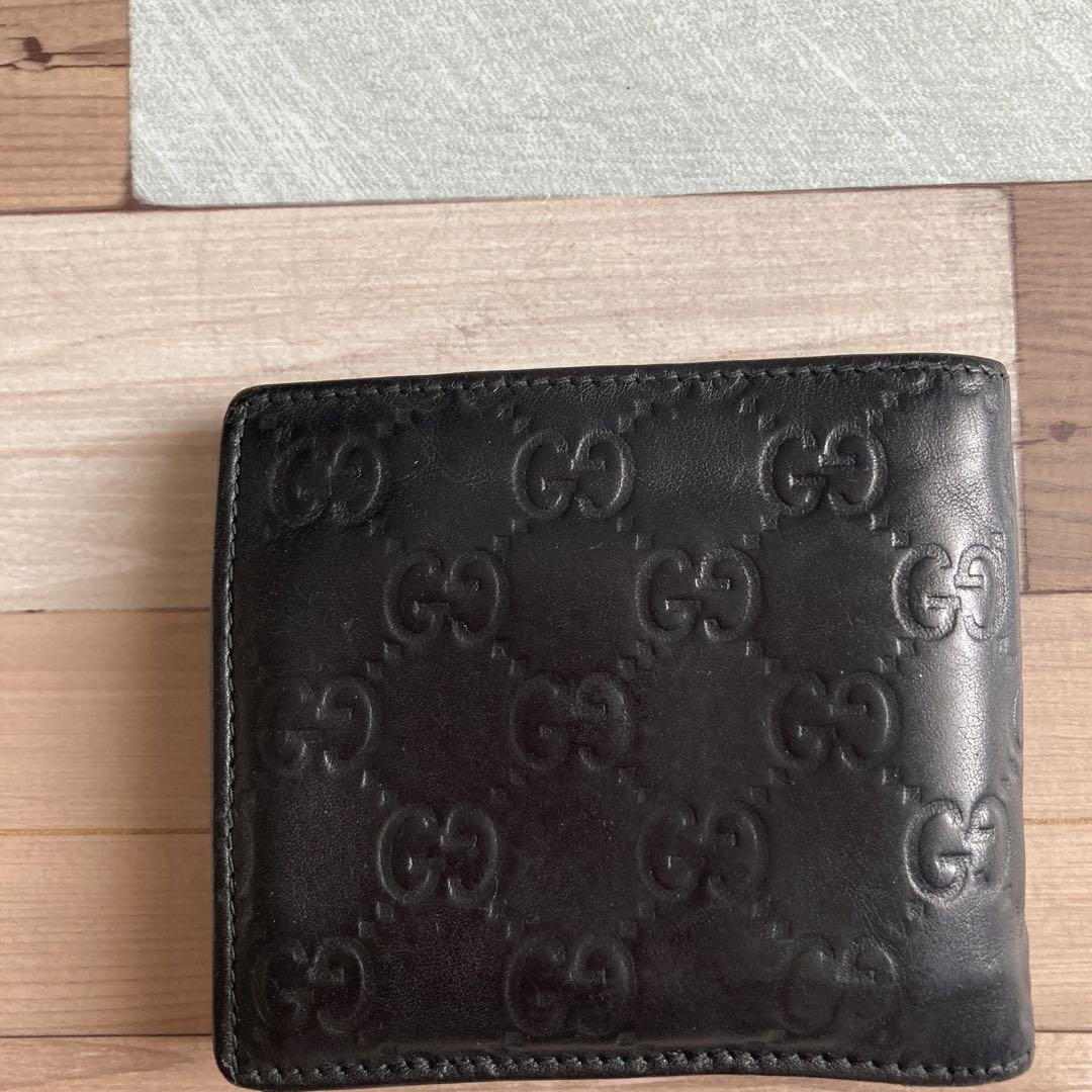 GUCCI 【正規品】ブラック GGパターン 二つ折り財布