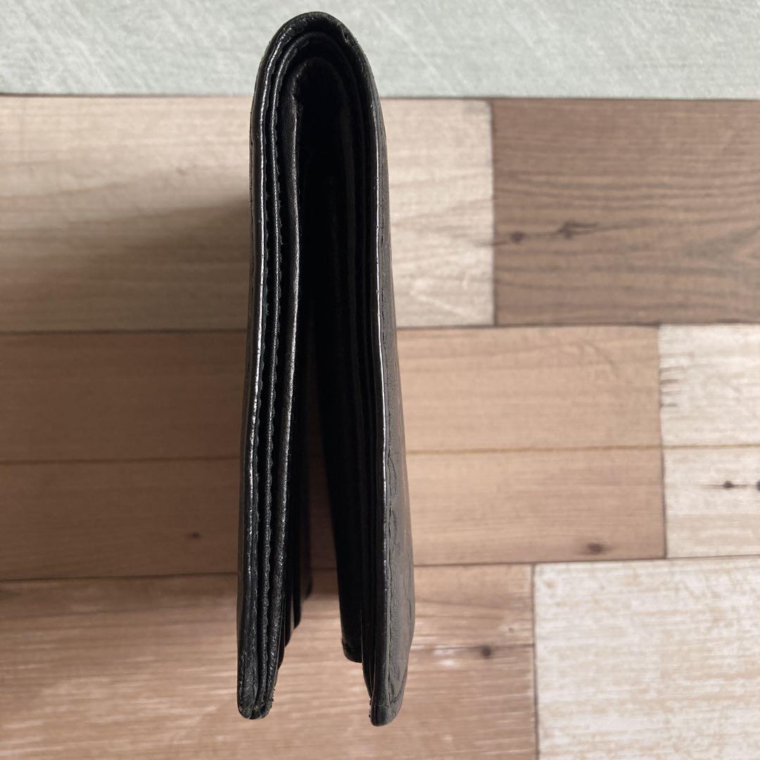 GUCCI 【正規品】ブラック GGパターン 二つ折り財布