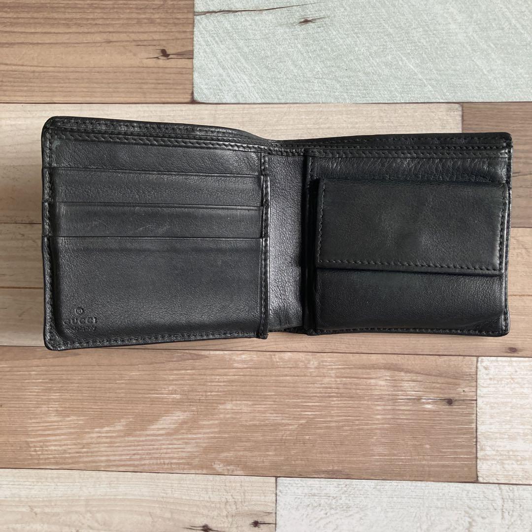 GUCCI 【正規品】ブラック GGパターン 二つ折り財布