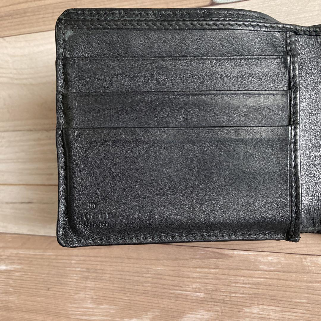 GUCCI 【正規品】ブラック GGパターン 二つ折り財布