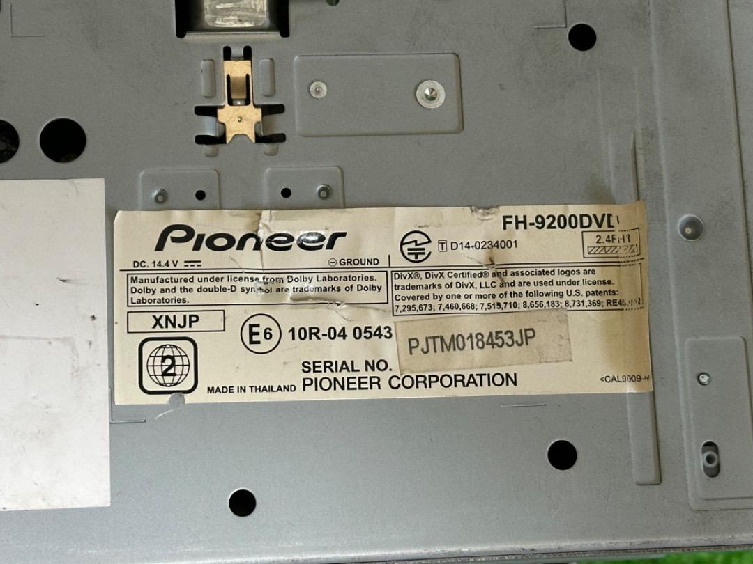 パイオニア FH-9200DVD。Bluetooth/USB/DVD対応。