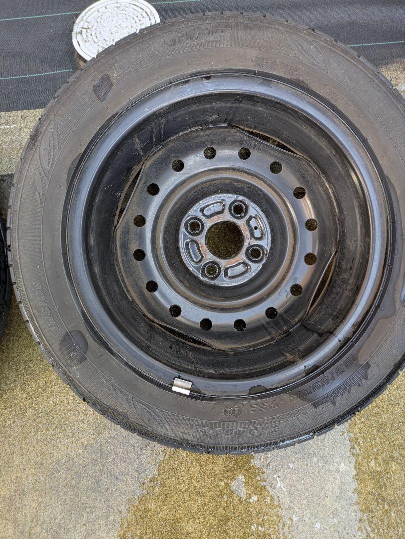 155/65R14 夏タイヤ ホイール付 ４本セット 送料込 ２２年 １４インチ