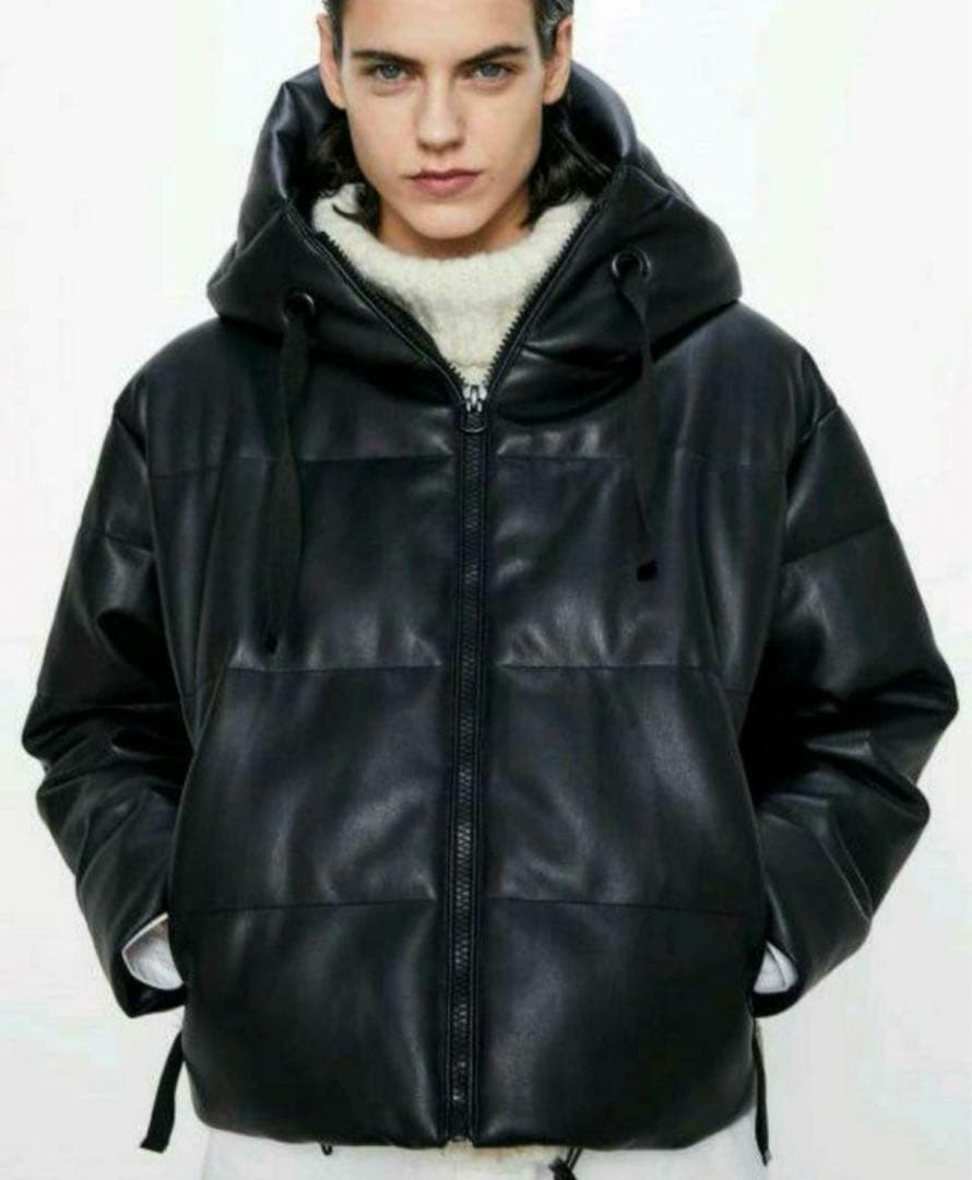 ZARA フェイクレザー　ダウン