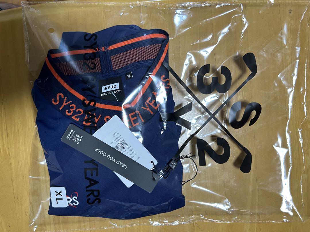 SY32 モックネック半袖 ネイビー XL