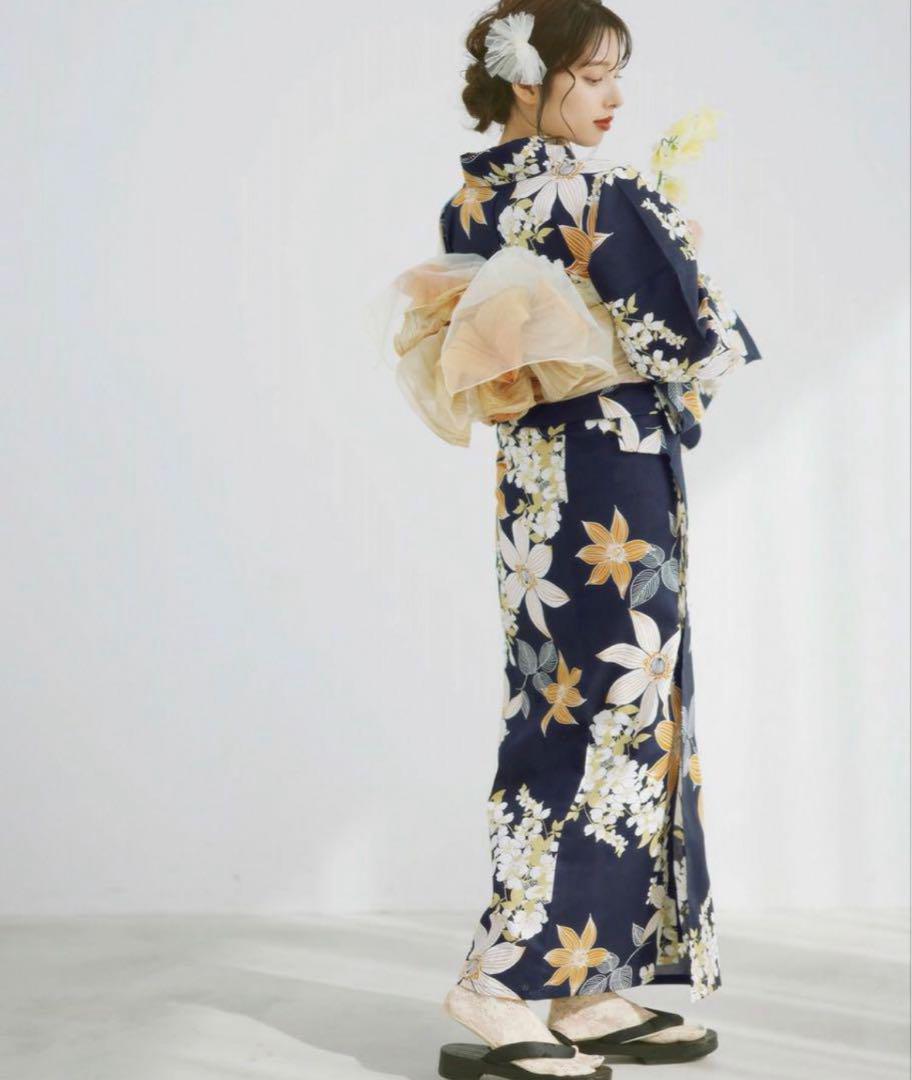【新品】Dita 幻想鏡花水月(柑橘）浴衣5点セット 2025 浴衣5点セット(ゆかた・帯・下駄・着付けマニュアル