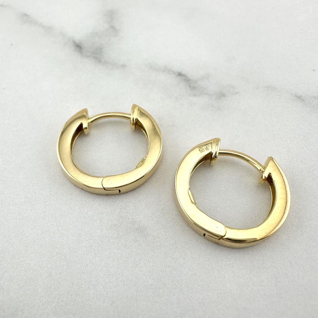 K18 イエローゴールド フープピアス キャッチレス ナカオレピアス