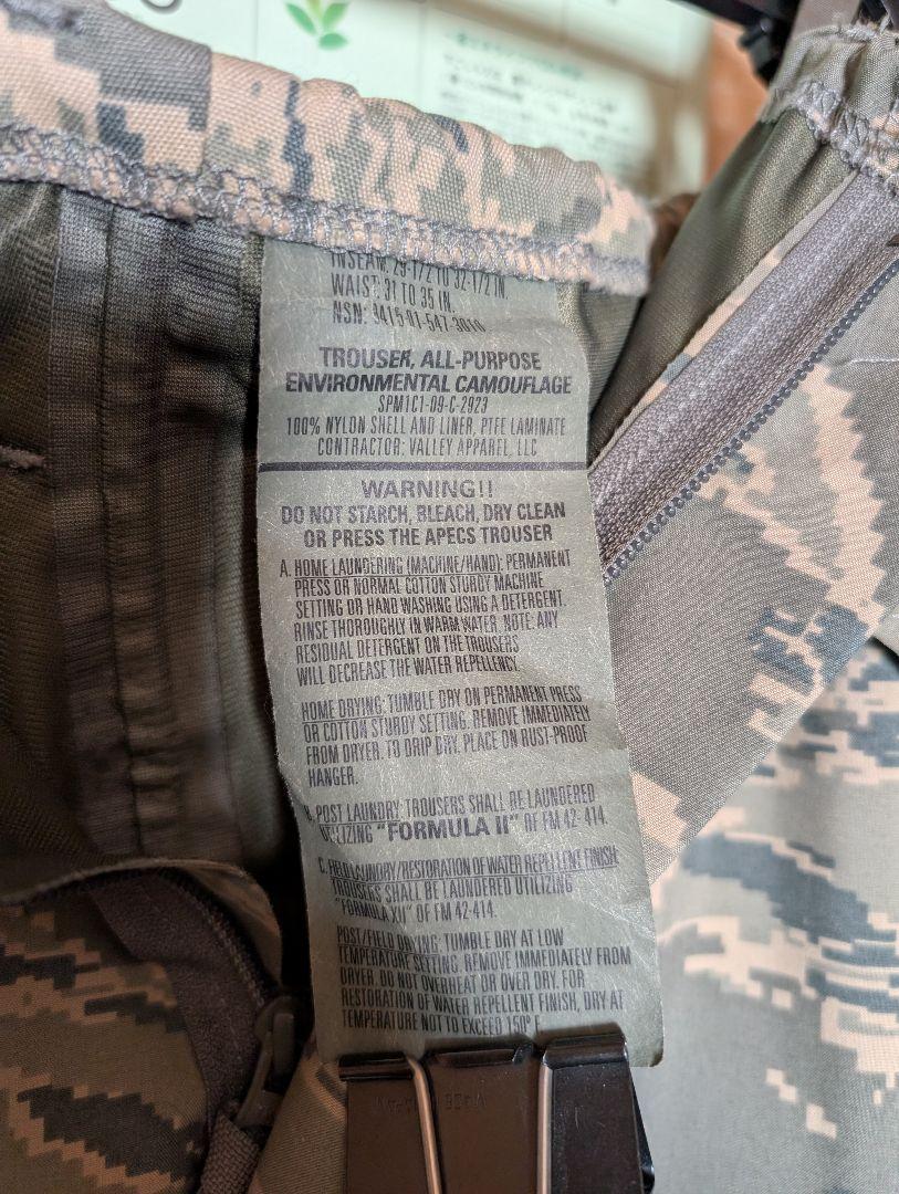 米空軍 USAF APECS ABU ゴアテックス パーカ (M/S)＋パンツ