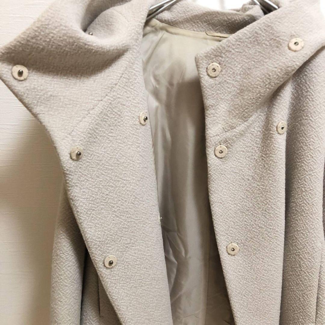 美品⭐アナイ ANAYI アンゴラ 羊毛ショートコート スタンドカラー フード付