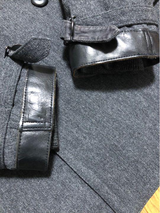 [Nigel Cabourn] レザー切替 ウールピーコート 46 牛革