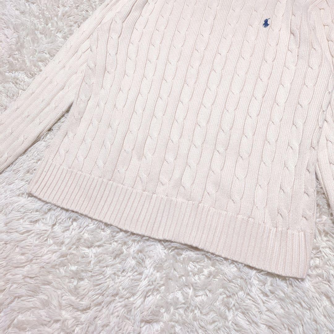 美品！POLO RALPHLAUREN　コットンケーブルニット　L　アイボリー