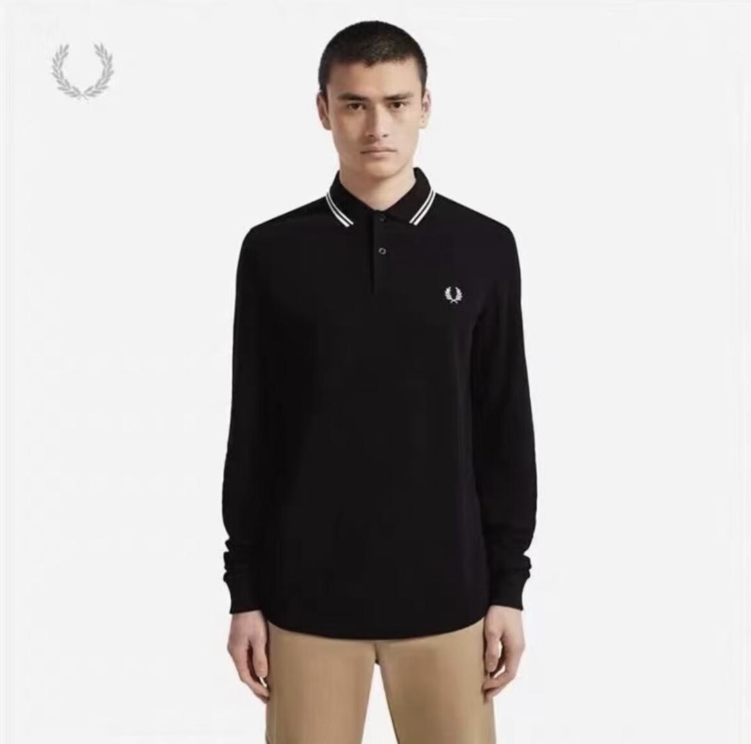 FRED PERRY フレッドペリー　黒　長袖ポロシャツ Lサイズ rf